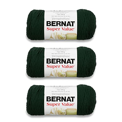 Bernat Super Value Yarn for Crocheting Soft, Deep Sea Green, 3-Pack