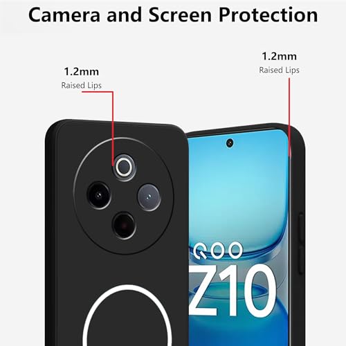 Image of Bintage Macc-Safe Print Rubber Candy TPU Cloth in-Side | Camera Protection Matte Finish Soft Back Cover Case Compatible for IQOO I2407 / Z10 5G /Vivo T4 5G - Black