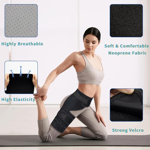 hiball adjustable hip brace groin amp hamstring compression wrap for men women thigh compression sleeve with 6 pressure straps buttock amp quad support upper leg brace for sciatic nerve pain bursitis