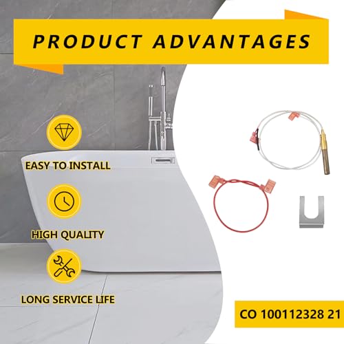 Thermopile Assembly for Gas Water Heater 100112328, 21\", 750 Millivolt Thermocouple, Fit Replacement for A.O. Smith & Whirlpool Water Heaters