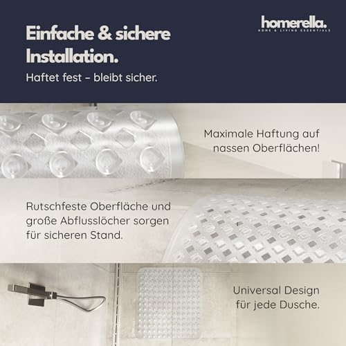homerella© Duschmatte rutschfest 53x53cm, INKL. AUFHÄNGUNG, Antirutschmatte Dusche, schimmelresistent&waschbar, Duschwanneneinlage, Duscheinlage, Rutschmatte Dusche, Duschmatten, Badematte rutschfest