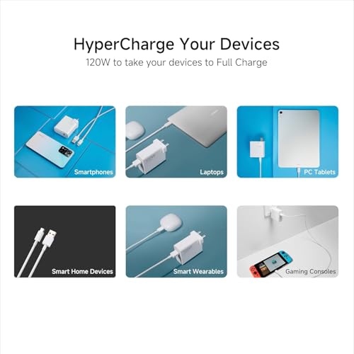 Image of 120W Charger for Xiaomi Smartphones - Hyper Charge Adapter with 6A Cable, Fast Charging for Xiaomi Mobile & Mi Laptop - Universal Compatibility by DiHines (White)