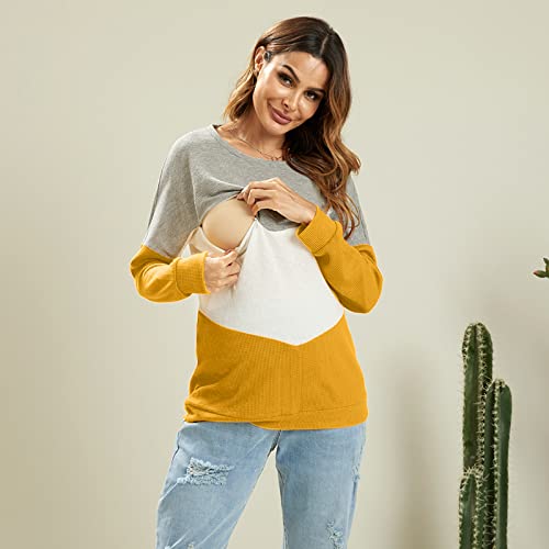Iffei Women's Maternity Nursing Tops Breastfeeding Tank Tee Shirt Long Sleeve Nursing Clothes S #TOP1