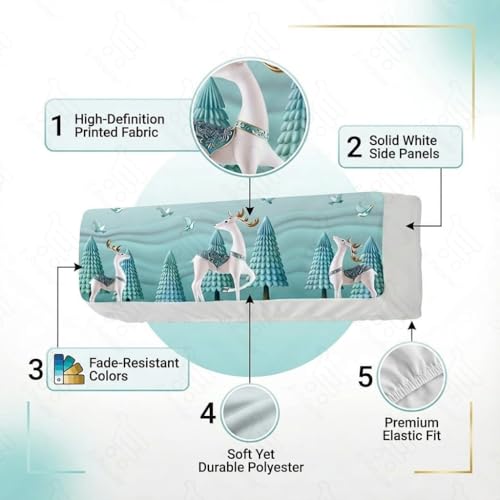Image of Split AC Cover 1 ton, 1.5 ton to 2 Ton |Designer Digital Print Indoor AC Dust Cover | Stretchable Lycra Fabric | 38x12x9 Inch | Washable Polyester AC Indoor Unit Cover | Dust Dirt Resistant