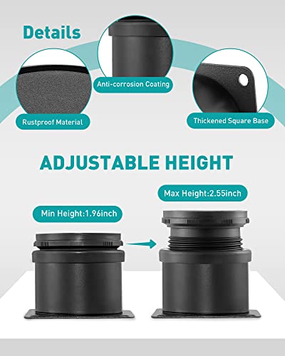 8-Pack 2 Inch Furniture Legs, Stainless Steel Legs for Furniture+32pcs Screws, Black