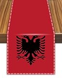 Tischläufer Albanien, albanische Flagge, Tischdecke für Esszimmer, Heimdekoration