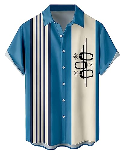Gwnnb Bowling Shirts For Men Geometric Print Short Sleeve Regular Fit Hawaiian Casual Button Down Beach Shirts #TOP28