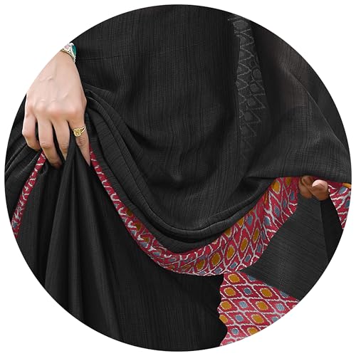 Image of MIRCHI FASHION Saree for Woman Chiffon Georgette Polka Dot Border | Plain Lightweight Women's Sari with Printed Pallu and Blouse Piece
