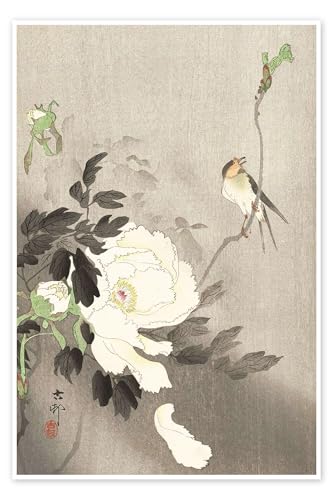 Poster Pivoines Ohara Koson 40x60 cm habiller un mur gris vide