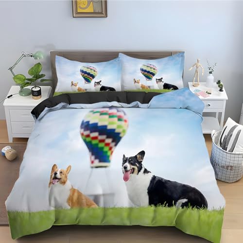 Housse de couette 200x200 montgolfière en microfibre douce avec fermeture éclair solide