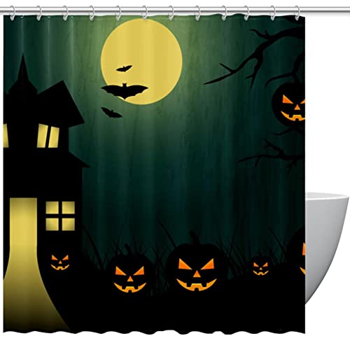 Rideau de douche Nuit d'Halloween 168 x 183 cm au design thématique unique - 2