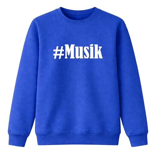 Sweatshirt #Musik blanc et bleu impression aux finitions soignées
