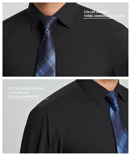 Image of HISDERN Mens Dress Shirt with Tie Pocket Square Set Classic Button Down Shirt Matching Tie Long Sleeve Shirts