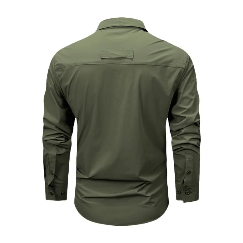 Camisas de senderismo para hombre WOLONG multibolsillos ropa casual de montaña 4