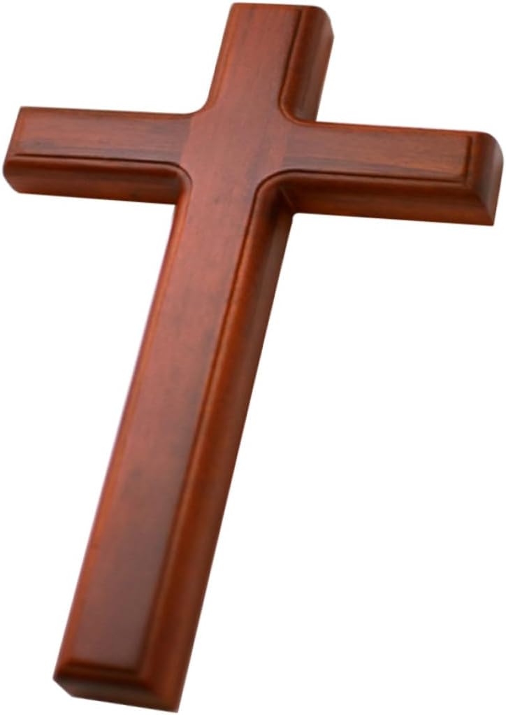 Garneck 2pcs 32cm Religious Decor Wooden Cross Pendant Wall Hanging Classic Design