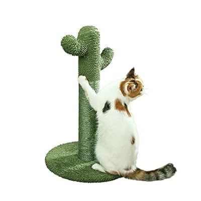 PetnPurr Cat Scratching Post - The Original Cactus Cat Scratcher Made of Natural Sisal with Teaser Ball Toy for All Ages, Indoor Outdoor Cats, Kittens and Adults