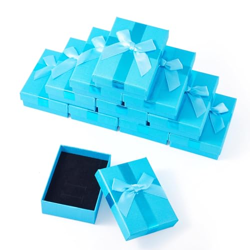 Cheriswelry 12 caixas de presente de joias com tampas 9 x 6,8 cm, estojo de armazenamento de papelão de papel para colar, pulseira, brinco, anel, aniversário, dia dos namorados, Natal, festa de