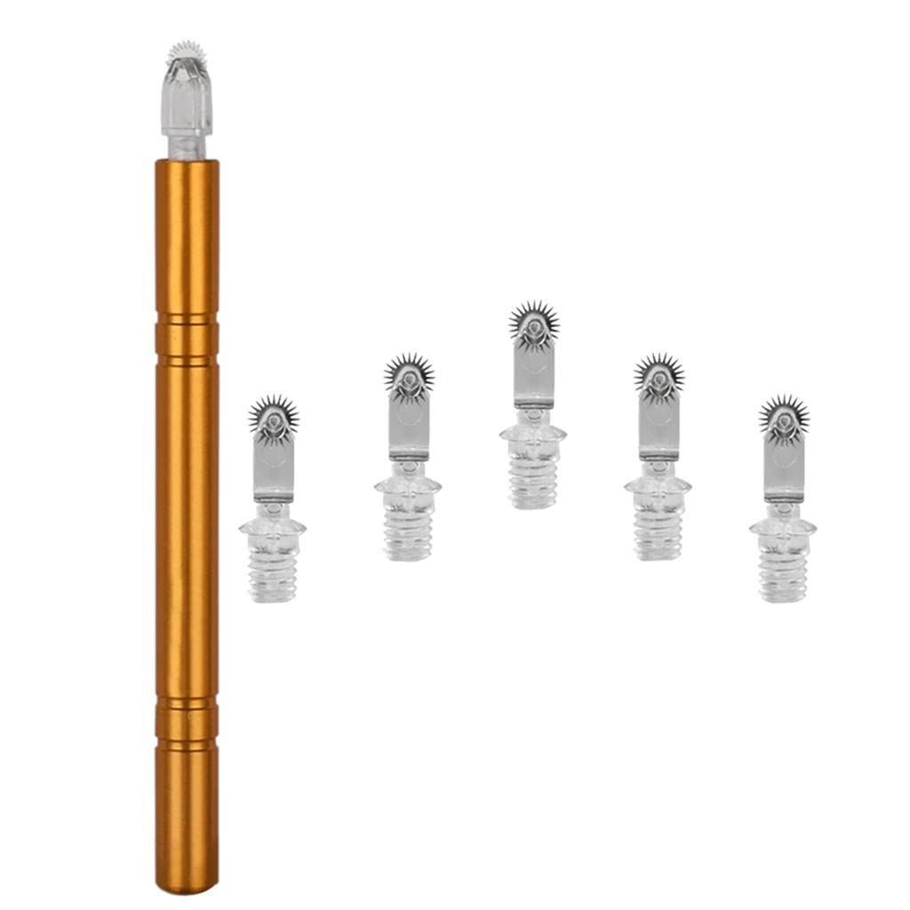 Microblading Eyebrow Tattoo Practice Manual Tattoo Pen+Roller Pin Golden 02|Professional Complete Tattoo Kit & Supplies, Tattoo Ink Set with Accessories, Body Art Stencil Pack For All|-image-19