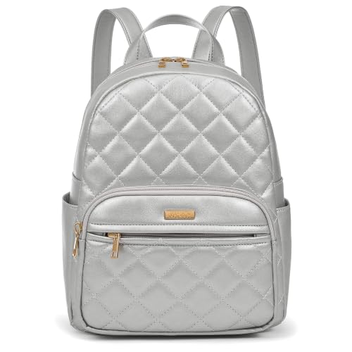 Image of Marvolia Mini Backpack Vegan Leather Small Backpack, Silver