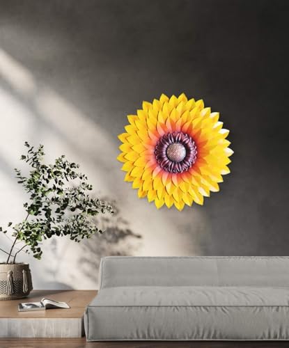 Image of SETHI AESTHETIC Metal Designer Flower Wall Decor, Flower Wall Art, Decor item,- Size 21 X 21 inch (Metallic Designer yellow)