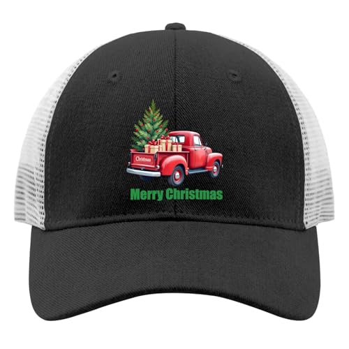 Merry Christmas Tree Retro Red Truck Xmas Hats for Men Baseball Cap Soft Washed Hiking Hats