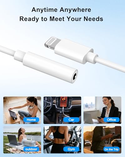 Image of [Apple MFi Certified] 10 Pack Lightning to 3.5 mm Headphone Jack Adapter, iPhone Aux Adapter Converter Dongle Audio Cable Compatible with iPhone 14 13 12 11 X XS 8 7 | 3.5 MM Headphone Jack Adapter Converter Dongle Audio Cable for Apple iPhone 14 13 12 11 X XS 8 7 Audio Aux
