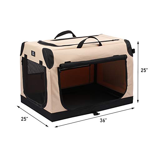 X-ZONE PET Foldable Soft Dog Crate 3-Door Pet Kennels for Dogs and Cats Sturdy Durable Pet Crate for Travel,Indoor&Outdoor Use Multiple Sizes (36-Inch) - Image 3