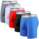 KAMUON Men’s Sexy Long Leg Silky Smooth Quick Dry Pouch Boxer Briefs Underwear (US XL (Asian Tag...