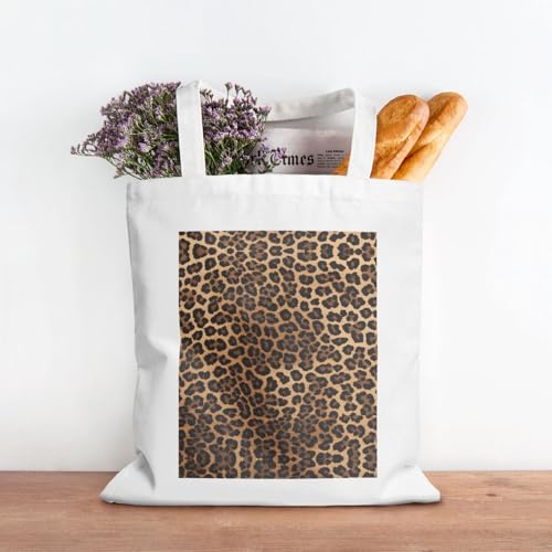 Leopard Print Print Canvas Shopping Bag Reusable Eco-Friendly Handbag With Large Capacity For Everyday Use3