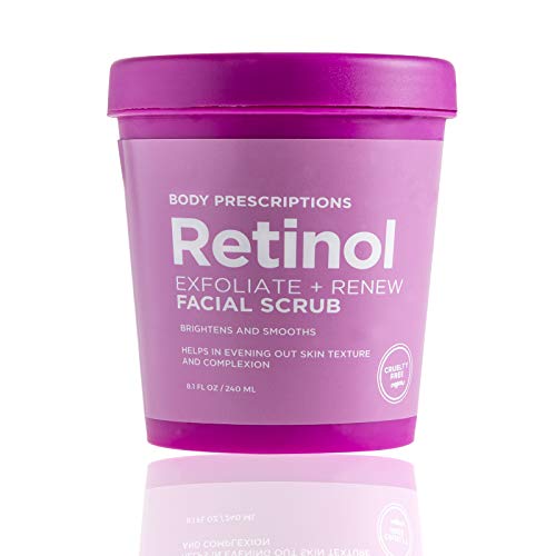 Body Prescriptions Skincare Collection- Renewing Scrub, Exfoliating Face Scrub with Retinol, For All Skin Types, 8.1 Fl Oz
