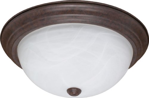 Nuvo Lighting 60/2627 Three Light Large Flush Dome with Alabaster Glass, Old Bronze