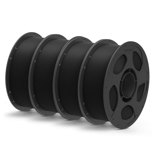 ANYCUBIC Matte PLA Filament Bundle 4KG, 3D Printing PLA Filament 1.75mm Dimensional Accuracy +/- 0.02mm, 1KG Reusable Spool, Matte Black