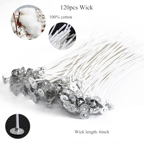 120 Piezas Mechas para Velas de 6 Pulgadas con Accesorios miniatura 2