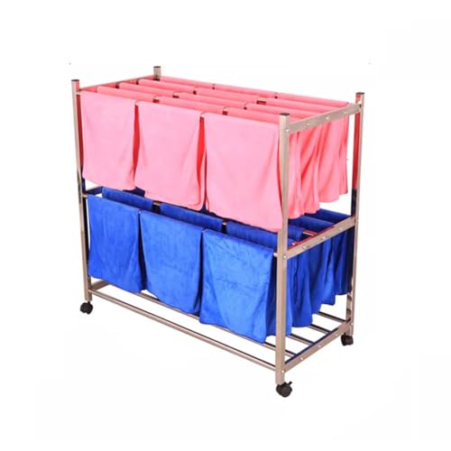 Soporte de secado de toallas de acero inoxidable con ruedas para uso en interiores y exteriores, escalera de pie para peluquerías, piscina, spa, 98 x 45 x 95 cm