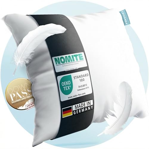 LEOSARA® Kopfkissen Federkissen mit 100% Federfüllung – Federkissen 80 x 80 cm – Federkopfkissen 80x80 I Atmungsaktiv I Optimale Stützkraft für erholsamen Schlaf - Kopfkissen 80x80 Federn (1er Set)