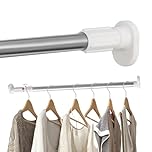 Hershii Expandable Window Shower Curtain Tension Rod Oval Head Clothes Hanging Bar Rail for Closet Wardrobe, No Drilling, 25.4mm Pipe Diameter