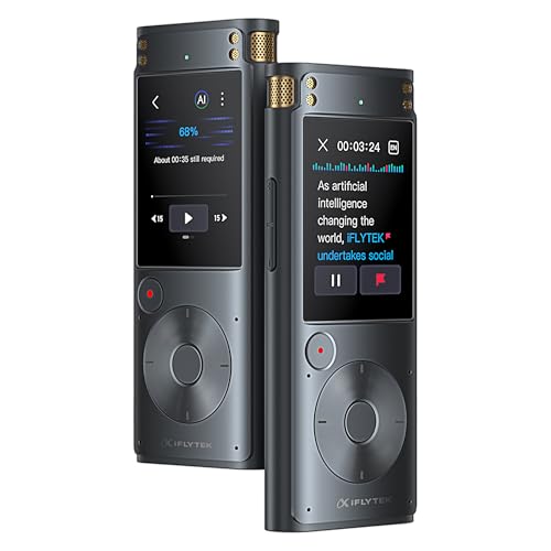 Offline Voice Recorder with Playback, Secure Digital Recorder with AI Transcription, 5-Language Voice-to-Text, Noise Reduction, AI Voice Recorder for Meetings, Interviews, Learning