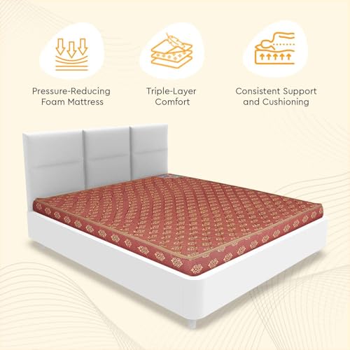 Image of Interio by Godrej Vurv King Bed Foam Mattress (78 x 72 x 4 Inches), 1-Year Warranty, PU Foam