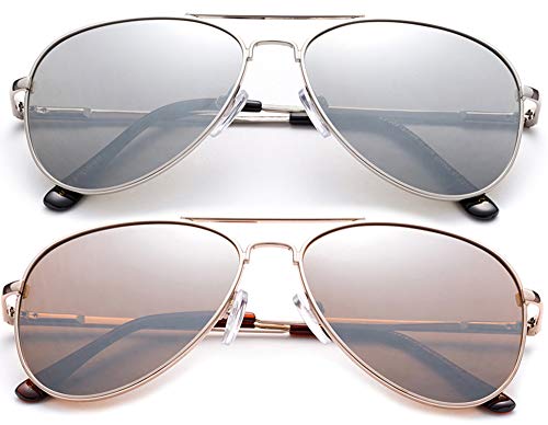 Polarized Kids Teens Juniors Aviator Polarized Sunglasses Stainless Steel Frame Spring Hinge UV Protection, M