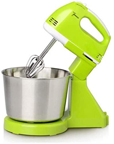 PFMY.DG 7 Speed Cake Mixer with Storage Base, 100 W Kitchen Cake Mixer 7 Speeds with 2 L Stainless Steel Bowl, Kneading Hook, Green