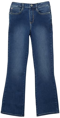 Jean pantalon évasé fille en denim bleu classique pour enfants
