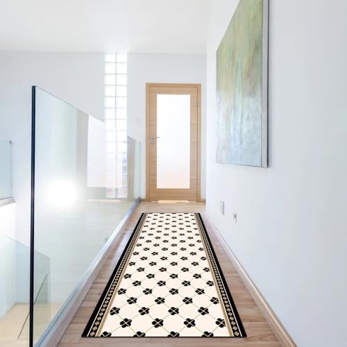 Alfombra de pasillo de 80x150 cm moderna textil lavable beige para hogar 4
