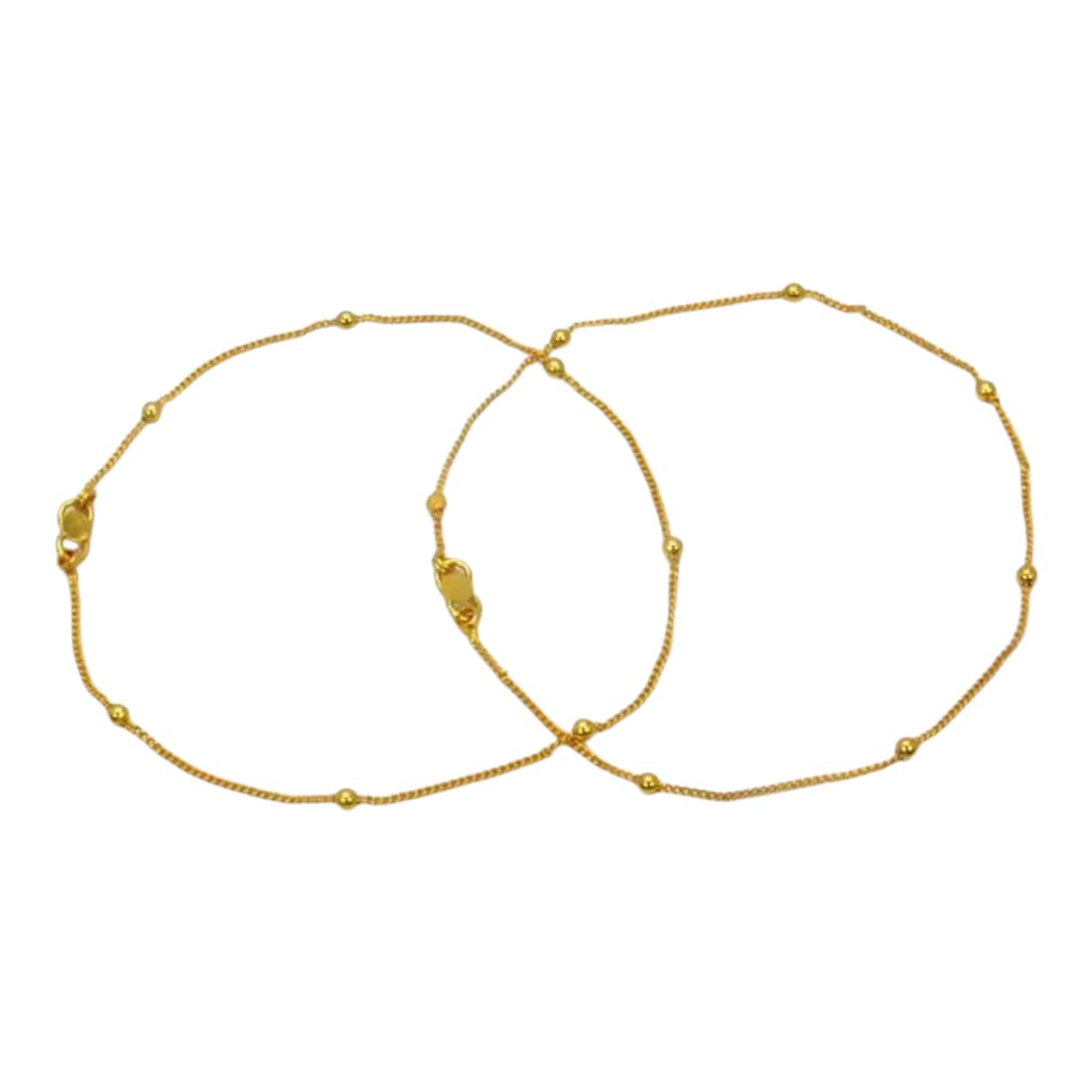 Gold Plated Brass Thin Bead Anklets For Women & Girls. (12)-image-12