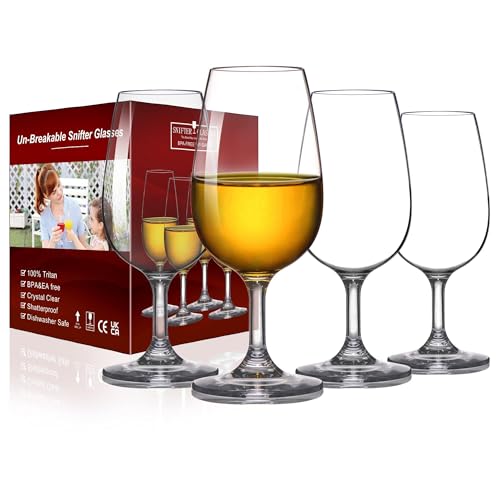 MICHLEY Unbreakable Stemmed Wine Glasses, 100% Tritan Plastic Small Snifter Glasses, BPA-free & Dishwasher Safe, Small Size 7.8 oz,Set of 4