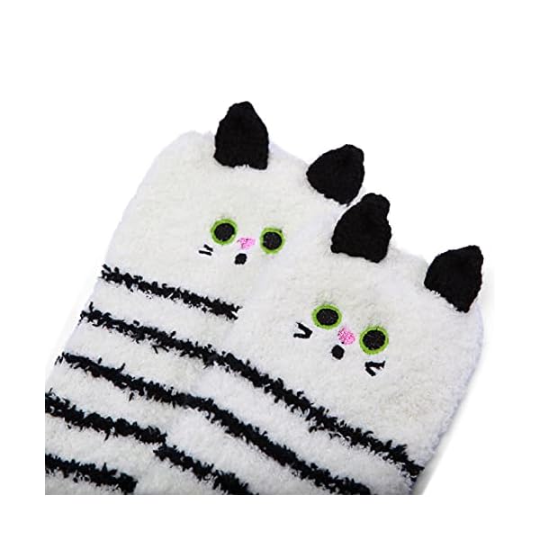 Littleforbig-2-Paar-suesse-Socken-aus-Korallen-Fleece-mit-langen-Streifen Littleforbig 2 Paar süße Socken aus Korallen-Fleece mit langen Streifen