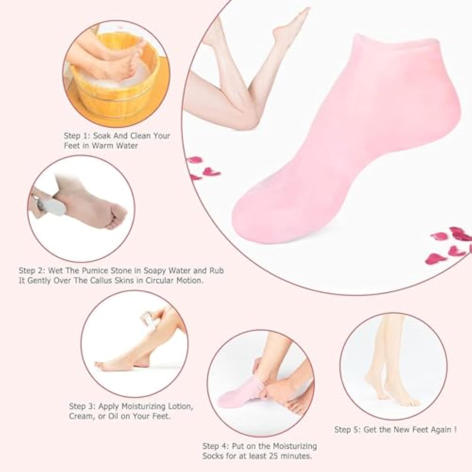 Moisturizing Foot Spa Silicone Socks, Heel Protectors