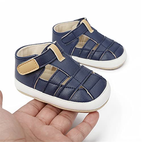Image of HsdsBebe Baby Boys Girls Pu Leather Hard Bottom Walking Sneakers Toddler Rubber Sole First Walkers Infant Cartoon Slippers Crib Shoes