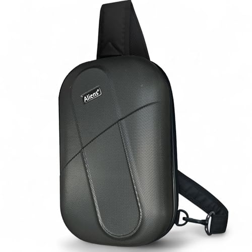 Image of Tukzer ABS Hard Shell Sling Bag Aliens Series 180Open Crossbody Side Shoulder Bag for Mens, Women, Office,Travel,Everyday Mini Backpack for iPad,Tablet,Smartphone,Charger,Headphone,HDD,Camera(01-GRY)