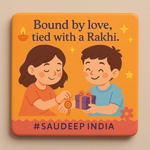 Image of Saudeep India Fridge Magnet with Rakhi Combo Gift Set of Lumba Couple Rakhi for Bhaiya Bhabhi | Travel Souvenir | Refrigerator Magnet