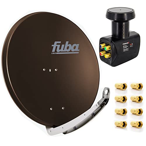 Fuba Sat-Anlage DAA 850 B Satellitenschüssel Braun 85x85cm Quad LNB für 4 Teilnehmer 8X F-Stecker